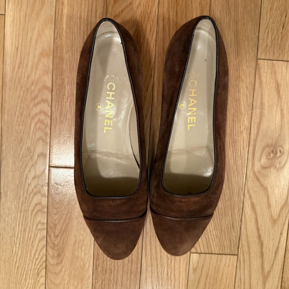 Chanel - Vintage Camoscio Brown Suede Leather Flats